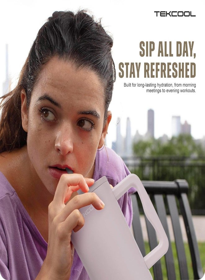 TEKCOOL Tumbler with lid and Straw 1200ML Cup Stainless Steel Hot and Cold with Handle and Lid 2 Straw Vacuum Insulated Tumbler for Water, Iced Tea or Coffee Office Gym Travelling - Image 2